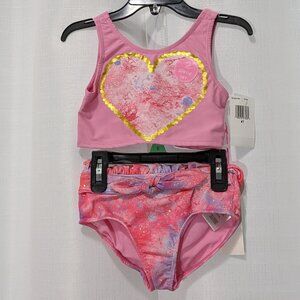 Young Heart  Swimsuit 2 piece  Pink /Yellow Size 4 NWT
